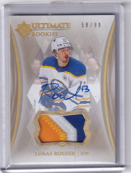 Lukas Rousek Ultimate Rookie Patch Auto RPA /99 Card #146 2023-24 Upper Deck Ultimate Collection Rookie Card RC Buffalo Sabres