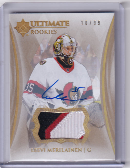 Leevi Merilainen Ultimate Rookie Patch Auto RPA /99 Card #122 2023-24 Upper Deck Ultimate Collection Rookie Card RC Ottawa Senators