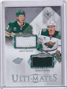 Matt Boldy Marco Rossi Ulti-Mates Duel Jersey Card UTM-RB 2023-24 Upper Deck Ultimate Collection Minnesota Wild