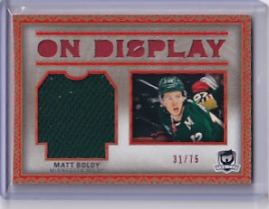 Matt Boldy On Display Rookie Jersey 31/75 Card OD-BO 2022-23 Upper Deck The Cup Rookie Card RC Minnesota Wild