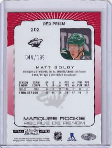 Matt Boldy Red Prism Marquee Rookie 044/199 2022-23 O-Pee-Chee Platinum Rookie Card RC Minnesota Wild