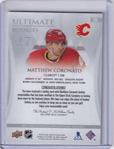 Matthew Coronato Ultimate Rookie Jersey 576/599 Card #159 2023-24 Upper Deck Ultimate Collection Rookie Card RC Calgary Flames