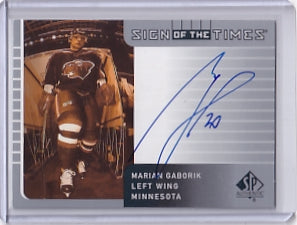 Marian Gaborik Sign Of The Times Auto Card MG 2001-02 Upper Deck Sp Authentic Minnesota Wild