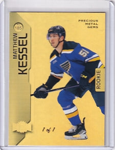Matthew Kessel Gold Rookie Precious Metal Gems PMG 1/1 One Of One Card #185 2023-24 Skybox Metal Universe Rookie Card RC St. Louis Blues