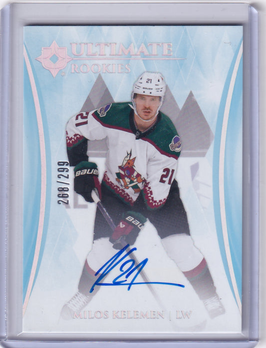Milos Kelemen Ultimate Rookies Auto Card /299 #176 2023-24 Upper Deck Ultimate Collection Rookie Card RC Arizona Coyotes