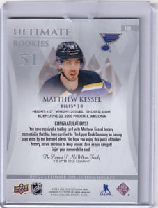 Matthew Kessel Ultimate Rookie Jersey /599 Card #199 2023-24 Upper Deck Ultimate Collection Rookie Card RC St. Louis Blues