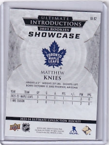 Matthew Knies Ultimate Introductions Showcase Rookie Card UI-92 2023-24 Upper Deck Ultimate Collection Rookie Card RC Toronto Maple Leafs