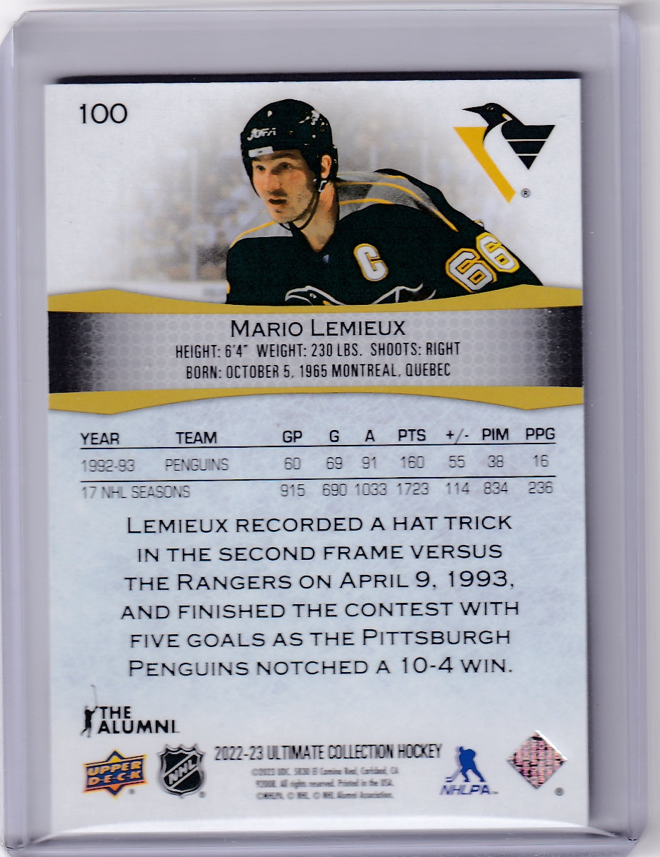 Mario Lemieux Base Purple /15 #100 2022-23 Upper Deck Ultimate Collection Pittsburgh Penguins