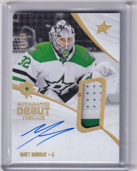 Matt Murray Autographed Debut Threads Rookie Patch Auto RPA /99 Card ADT-MM 2023-24 Upper Deck Ultimate Collection Rookie Card RC Dallas Stars