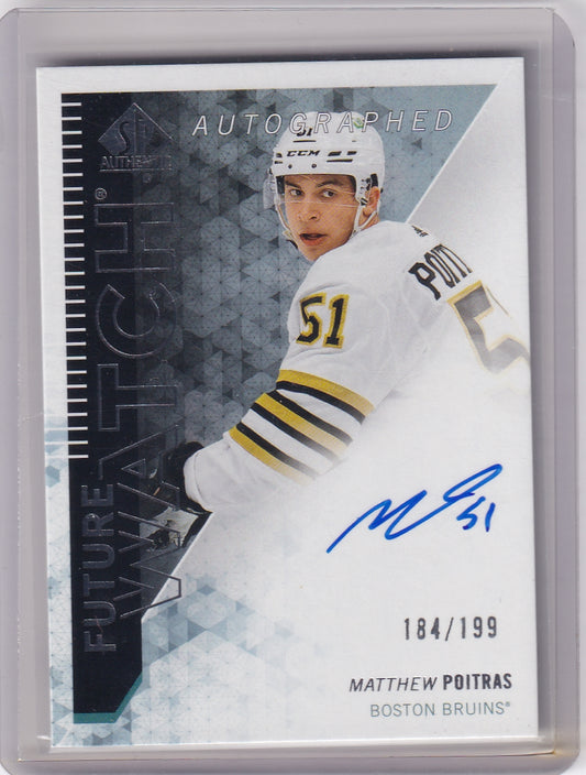 Matthew Poitras Retro Future Watch Auto /199 RFWA-MP 2023-24 Upper Deck SP Authentic Rookie Card RC Boston Bruins