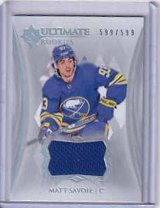 Matt Savoie Ultimate Rookie Jersey /599 Card #191 2023-24 Upper Deck Ultimate Collection Rookie Card RC Buffalo Sabres