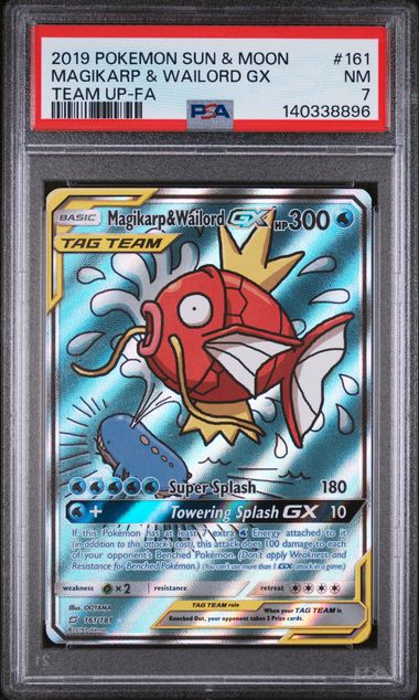 PSA NM 7 Magikarp & Wailord GX Tag Team - Team Up 161/181 Pokemon Card