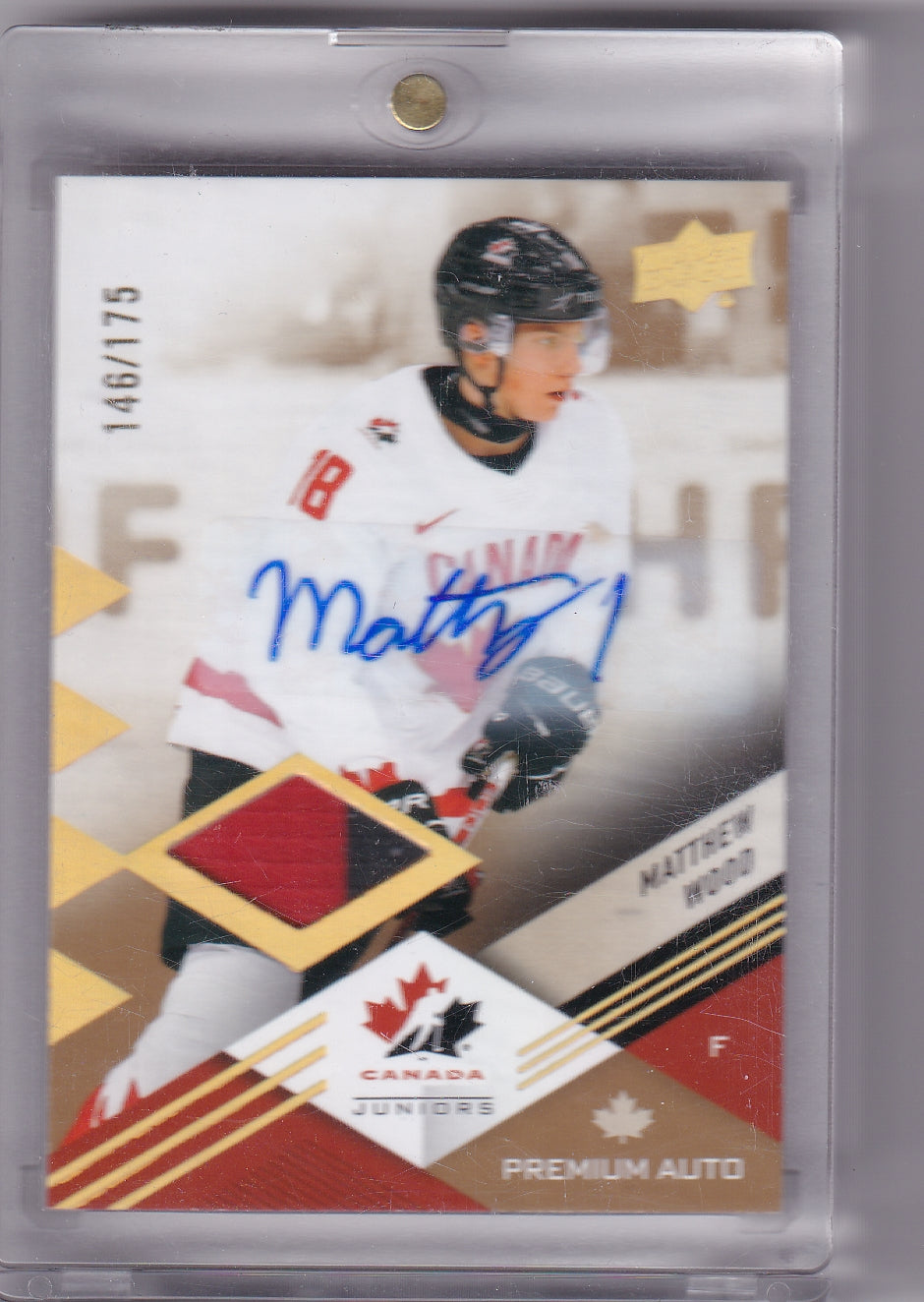 Matthew Wood Premium Auto Patch /175 #51 2024 Upper Deck Team Canada Juniors Team Canada