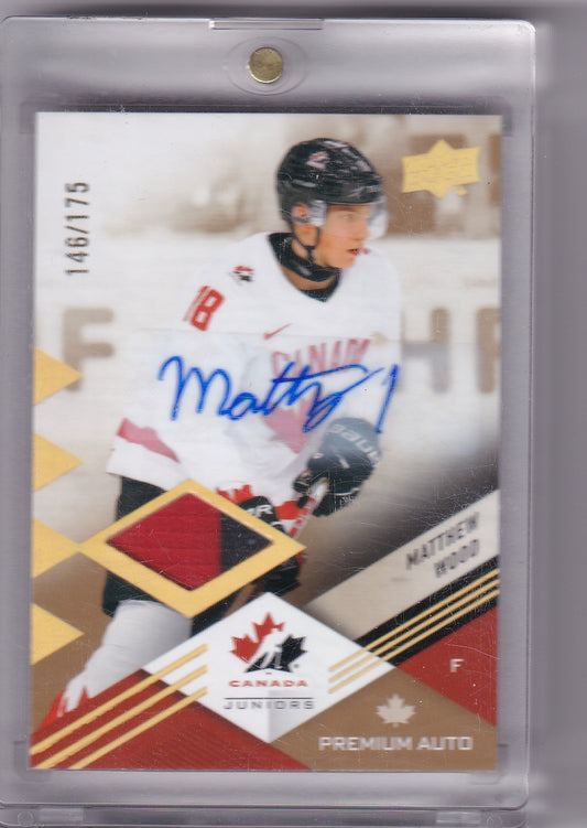 Matthew Wood Premium Auto Patch /175 #51 2024 Upper Deck Team Canada Juniors Team Canada