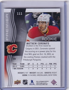 Matthew Coronato Rookie 355/399 Card #111 2023-24 Upper Deck Premier Rookie Card RC Calgary Flames