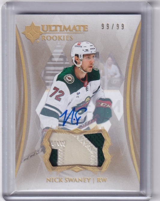 Nick Swaney Ultimate Rookie Patch Auto RPA /99 Card #188 2023-24 Upper Deck Ultimate Collection Rookie Card RC Minnesota Wild