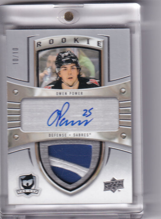 Owen Power Rookie Retro 05-06 Tribute Patch Auto /10 180-OP 2022-23 Upper Deck The Cup Rookie Card RC Buffalo Sabres