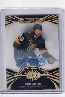 Paul Cotter Ultimate Introductions Rookie Auto /10 Card UI-58 2021-22 Upper Deck Ultimate Collection Rookie Card RC Vegas Golden Knights (2023-24 Update)
