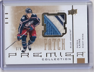 Patrik Laine Premier Collection Patch 5/5 Card AJ-PL 2021-22 Upper Deck Premier Columbus Blue Jackets