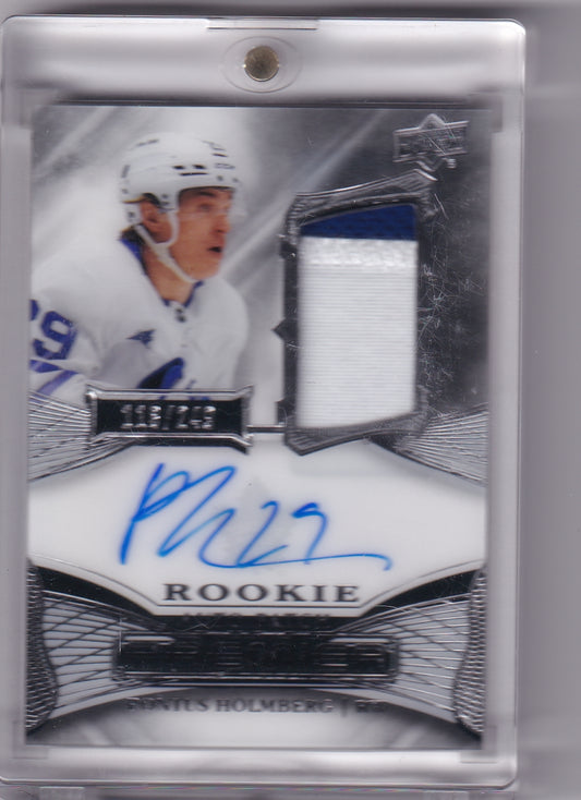 Pontus Holmberg Rookie Auto Patch /249 AR-PH 2022-23 Upper Deck Premier Rookie Card RC Toronto Maple Leafs