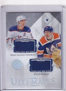 Ryan Nugent-Hopkins Zach Hyman Ulti-Mates Duel Jersey Card UTM-NH 2023-24 Upper Deck Ultimate Collection Edmonton Oilers