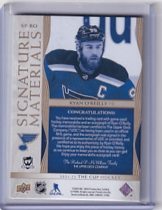 Ryan O'Reilly Signature Materials Patch Auto 07/25 Card SP-RO 2021-22 Upper Deck The Cup St. Louis Blues