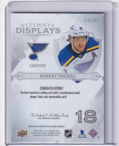Robert Thomas Ultimate Displays 041/125 Card UD-RT 2023-24 Upper Deck Ultimate Collection St. Louis Blues