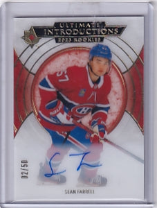 Sean Farrell Ultimate Introductions Rookie Gold Auto /50 Card UI-58 2023-24 Upper Deck Ultimate Collection Rookie Card RC Montreal Canadiens