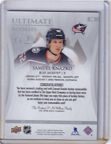 Samuel Knazko Ultimate Rookie Jersey /599 Card #138 2023-24 Upper Deck Ultimate Collection Rookie Card RC Columbus Blue Jackets