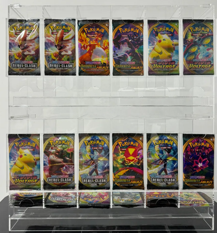 Stackable 6 slot Booster pack Acrylic Dispenser For Pokémon TCH