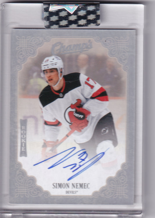 Simon Nemec Champs Rookie Auto C-SN 2023-24 Upper Deck Clear Cut New Jersey Devils Rookie Card RC