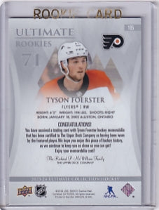 Tyson Foerster Ultimate Rookie Jersey /599 Card #105 2023-24 Upper Deck Ultimate Collection Rookie Card RC Philadelphia Flyers