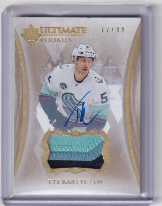 Tye Kartye Ultimate Rookie Patch Auto RPA /99 Card #197 2023-24 Upper Deck Ultimate Collection Rookie Card RC Seattle Kraken