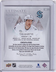Tye Kartye Ultimate Rookie Jersey /599 Card #197 2023-24 Upper Deck Ultimate Collection Rookie Card RC Seattle Kraken