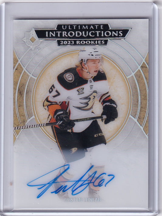 Tristan Luneau Ultimate Introductions Rookie Auto Card UI-19 2023-24 Upper Deck Ultimate Collection Rookie Card RC Anaheim Ducks