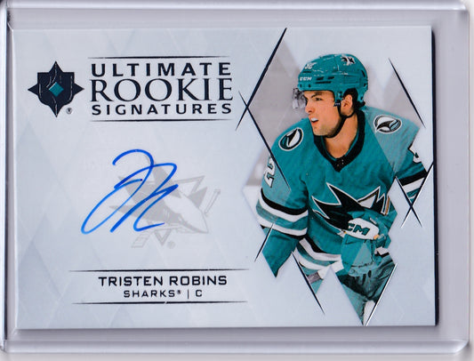 Tristen Robins Ultimate Rookie Signatures Auto Card URS-TR 2023-24 Upper Deck Ultimate Collection Rookie Card RC San Jose Sharks