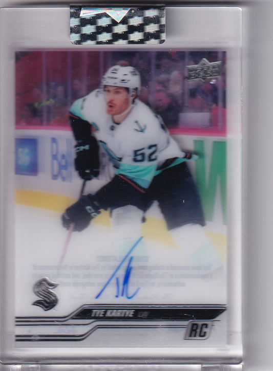 Tye Kartye Clear Cut Auto CC-TK 2023-24 Upper Deck Clear Cut Rookie Card RC Seattle Kraken