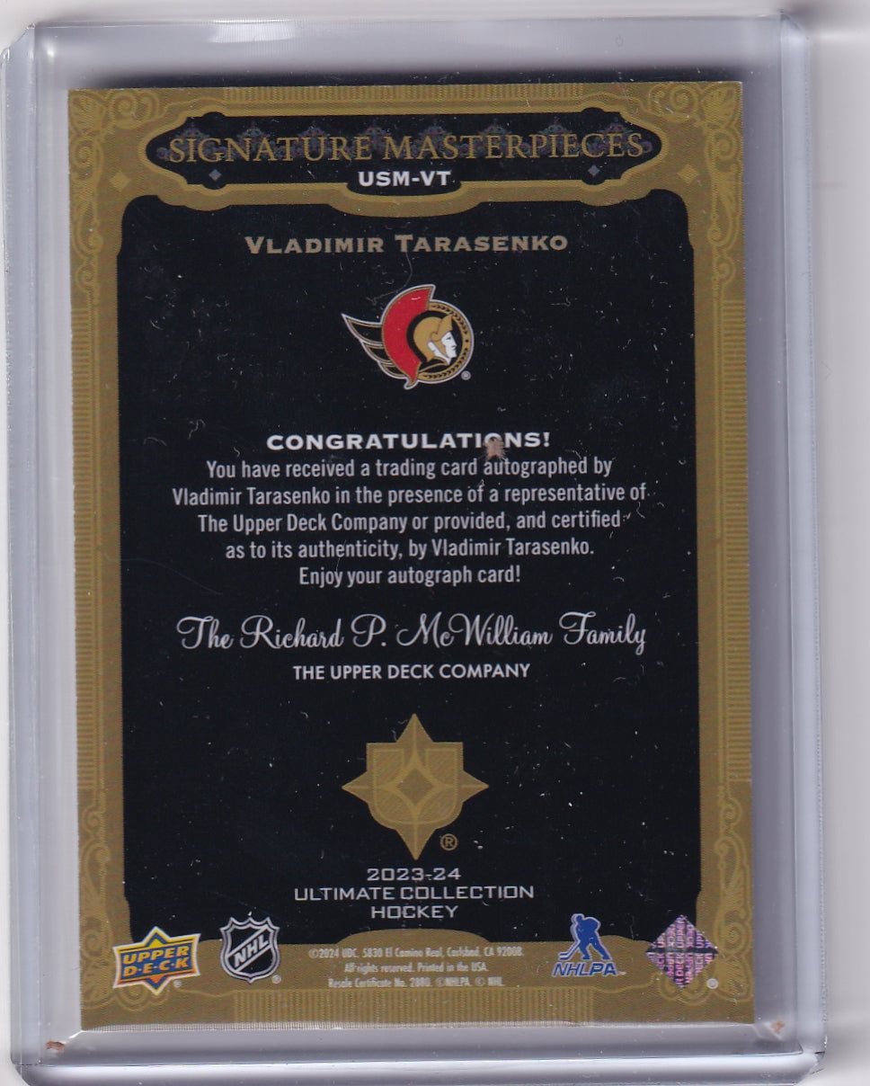 Vladimir Tarasenko Signature Masterpieces Auto Card USM-VT 2023-24 Upper Deck Ultimate Collection Ottawa Senators