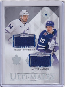 Auston Matthews Mitch Marner Ulti-Mates Duel Jersey Card UTM-MM 2023-24 Upper Deck Ultimate Collection Toronto Maple Leafs