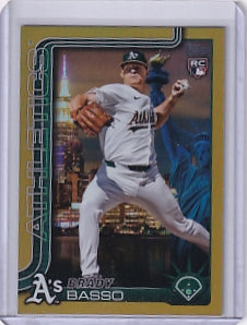 Brady Basso Gold Rookie Big Apple Variation 34/50 Card #443 2025 Topps Series 2 (Fanatics Fest Exclusive) Rookie Card RC Oakland Athletics