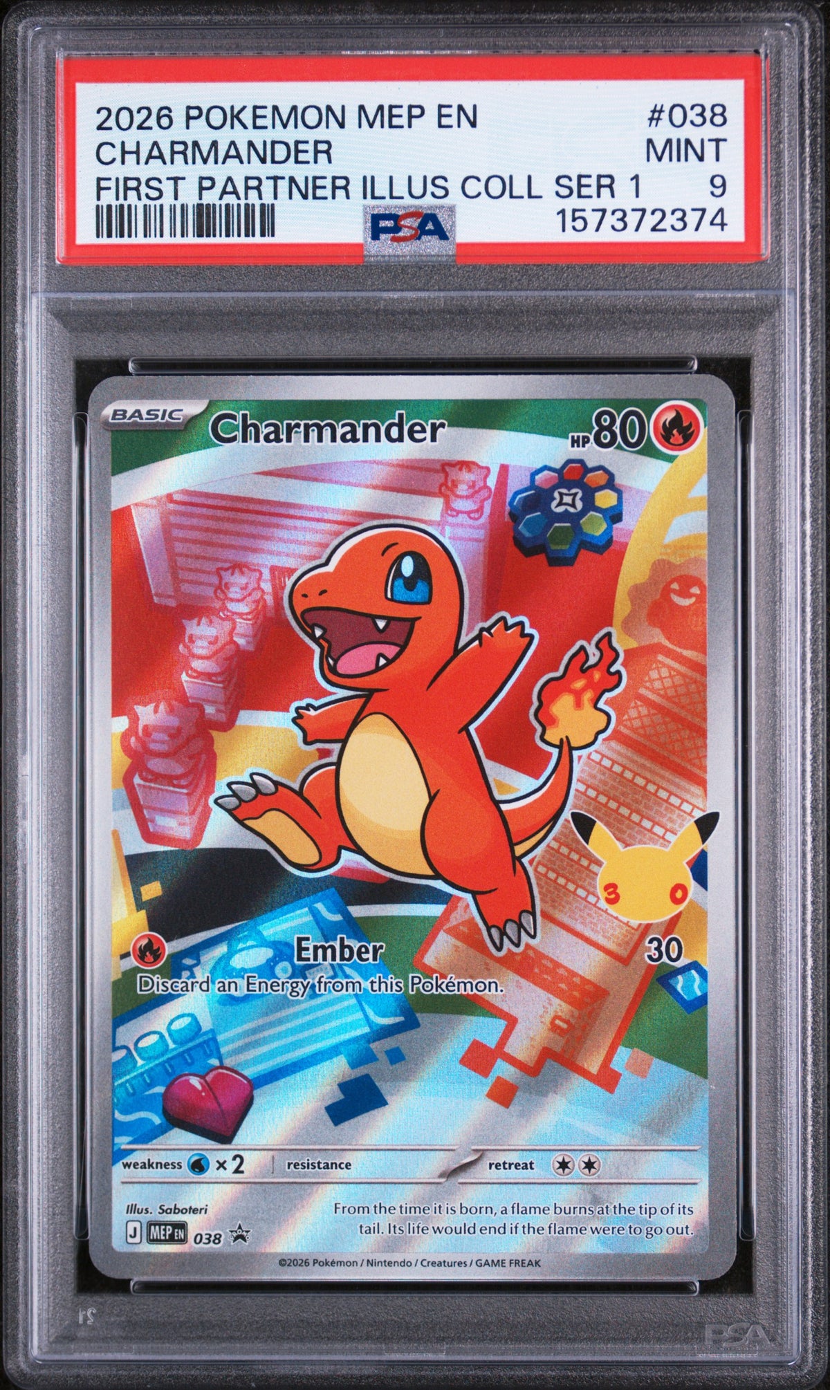PSA Mint 9 Charmander - First Partner Mega Evolutions Promo 038 Pokemon Card
