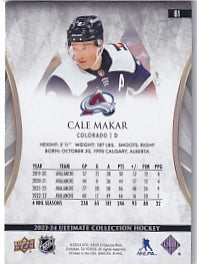 Cale Makar Base 081/149 Card #61 2023-24 Upper Deck Ultimate Collection Colorado Avalanche