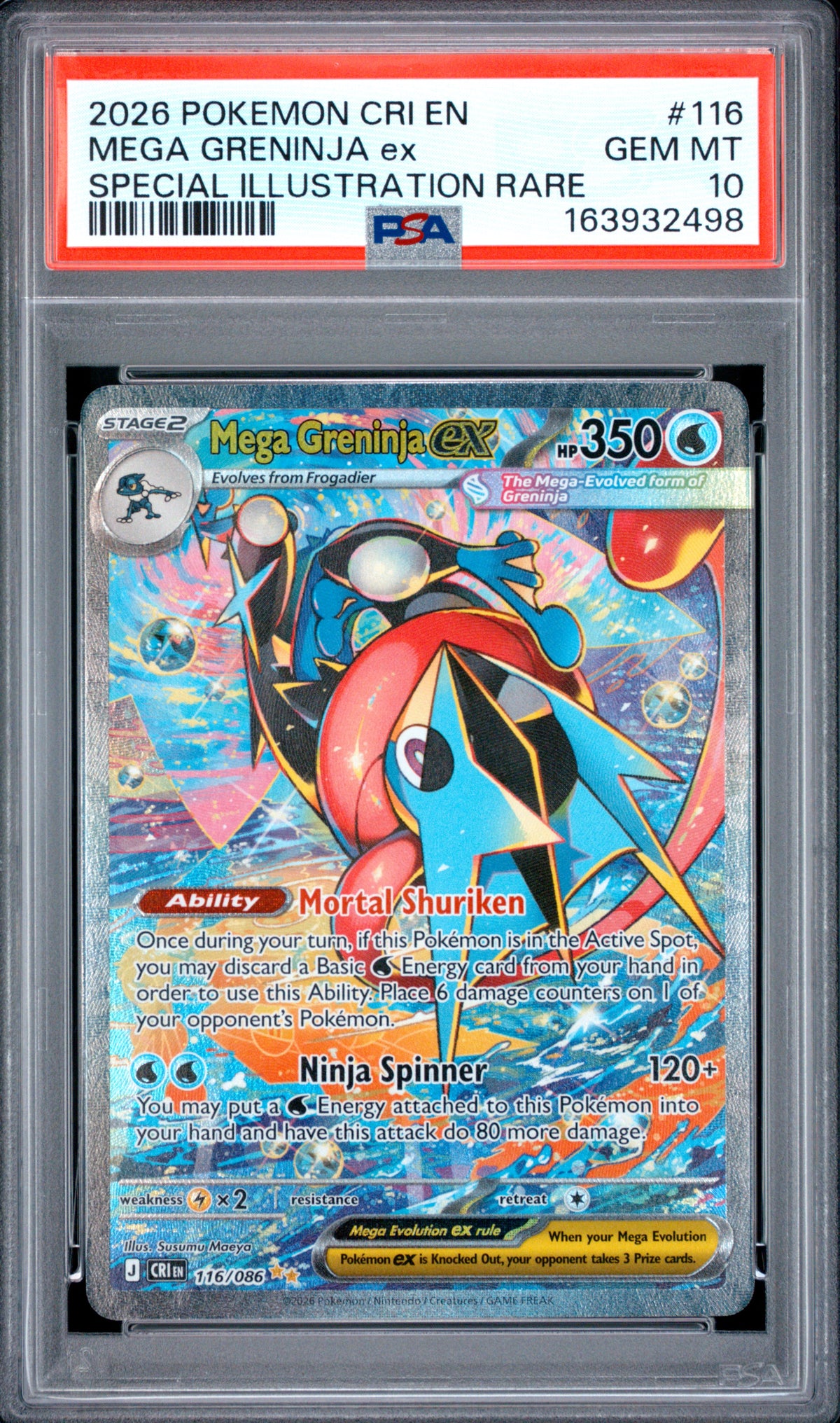 PSA GEM MT 10 Mega Greninja EX Special Illustration Rare - Chaos Rising 116/086