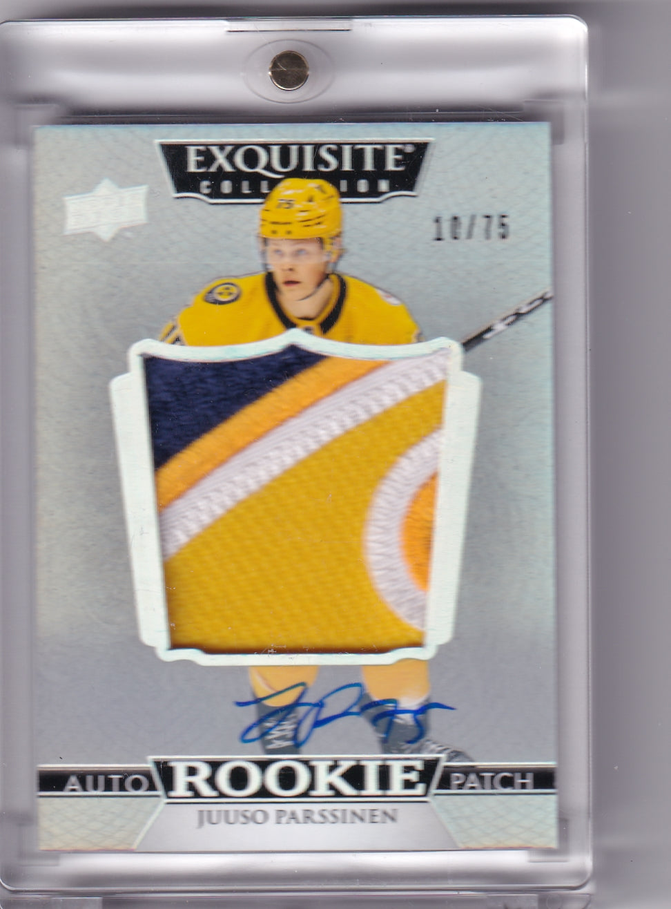 Juuso Parssinen Exquisite Collection Rookie Patch Auto /75 EC-JP 2022-23 Upper Deck The Cup Rookie Card RC Nashville Predators