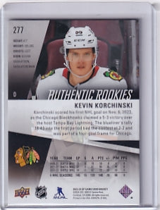 Kevin Korchinski Authentic Rookies Gold 059/122 Card #277 2023-24 Upper Deck SP Game Used Rookie Card RC Chicago Blackhawks