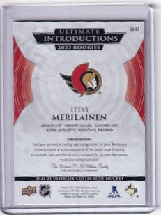 Leevi Merilainen Ultimate Introductions Rookie Gold Auto /50 Card UI-84 2023-24 Upper Deck Ultimate Collection Rookie Card RC Ottawa Senators