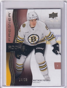 Matthew Poitras Gold Rookie 14/25 Card #107 2023-24 Upper Deck Premier Rookie Card RC Boston Bruins