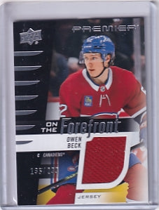 Owen Beck On The Forefront Rookie Jersey 135/299 Card OFR-OB 2023-24 Upper Deck Premier Rookie Card RC Montreal Canadiens