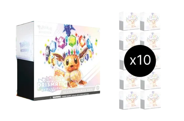 POKEMON - Scarlet & Violet PRISMATIC EVOLUTIONS Elite Trainer Box Case  ETB SV8.5 (x10 Etbs)
