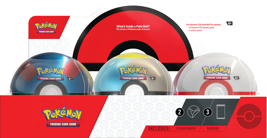 Pokémon - Random 2024 Poké Ball -  3 Packs + 2 Sticker Sheets D24